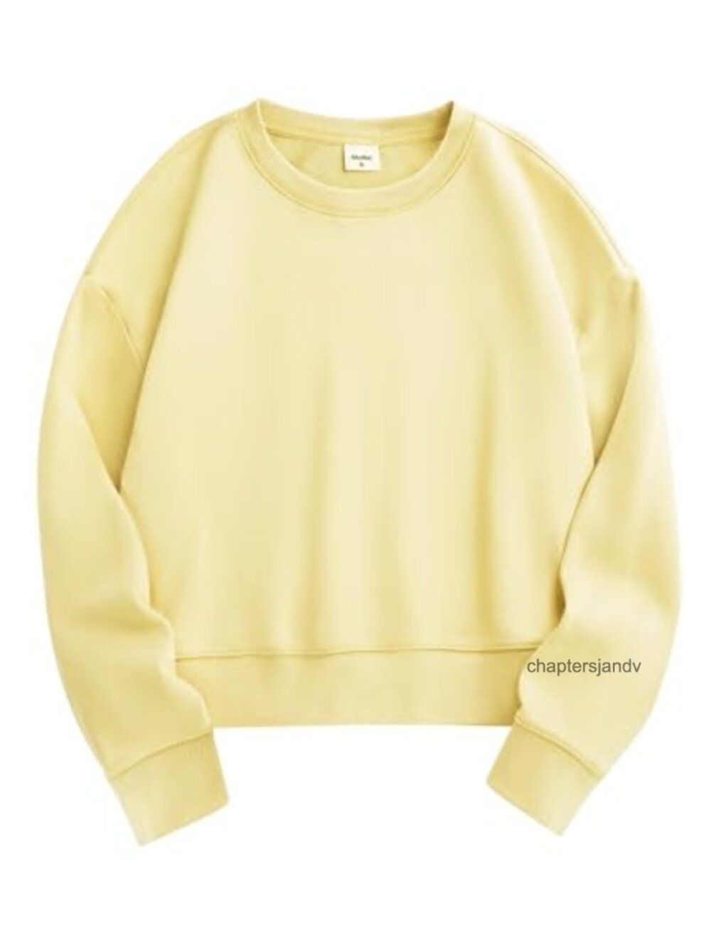Womens Cropped Crewneck Sweatshirt Cotton Polyester Relaxed Fit Long Sleeve